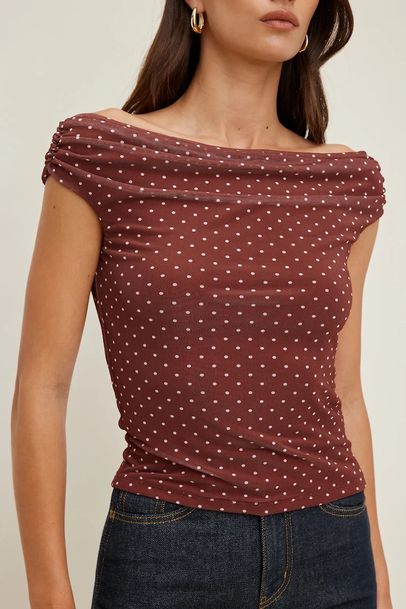 Off Shoulder Mesh Top