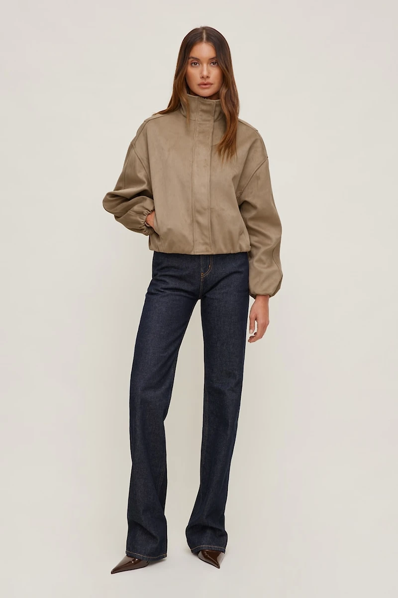 Brynn Faux Suede Bomber Jacket
