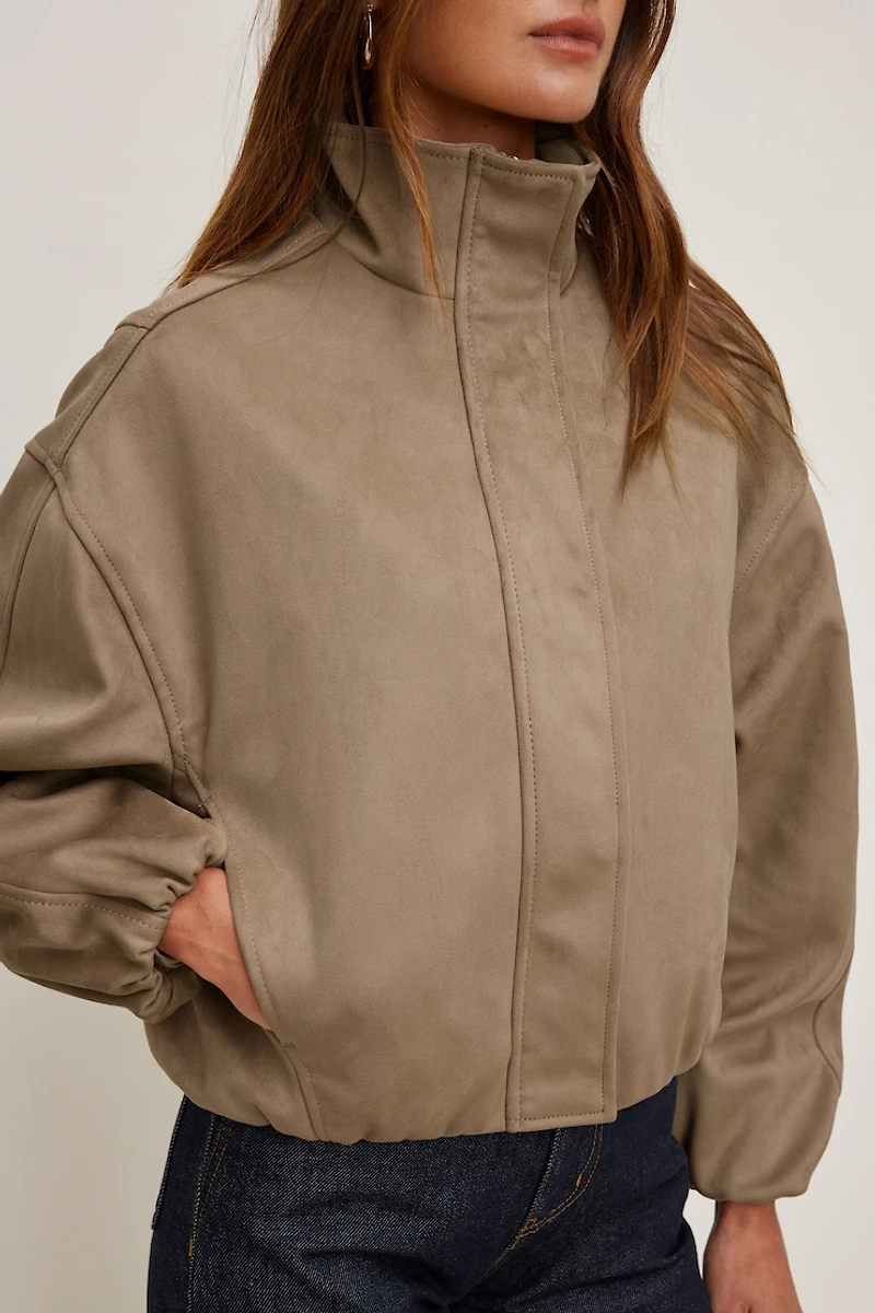 Brynn Faux Suede Bomber Jacket