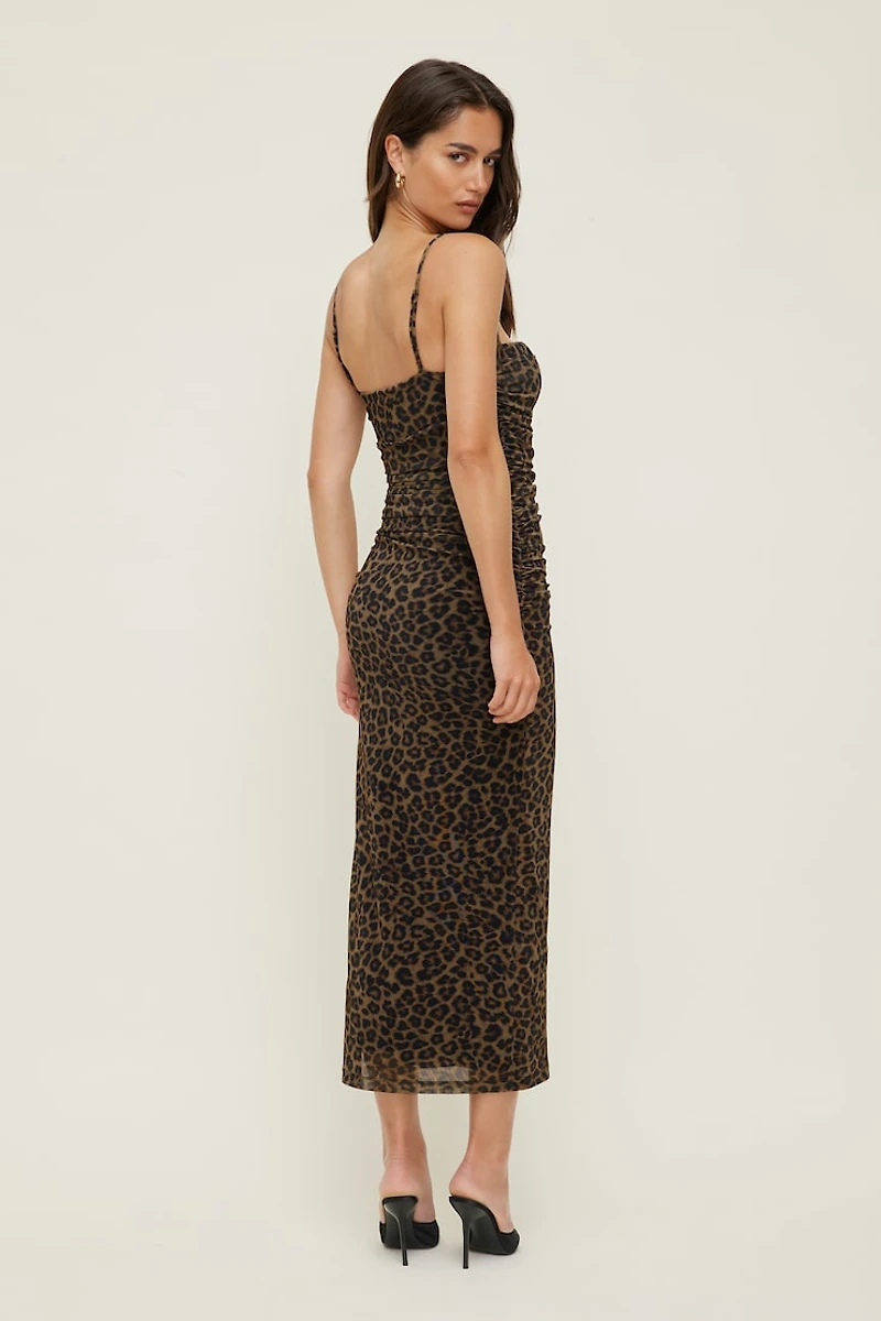 Robe maxi froncée en maille