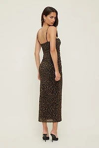 Robe maxi froncée en maille