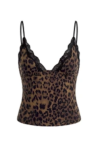 Camisole Sleek à bordure en dentelle et col plongeant