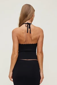 Scallop Trim Sweater Halter Top