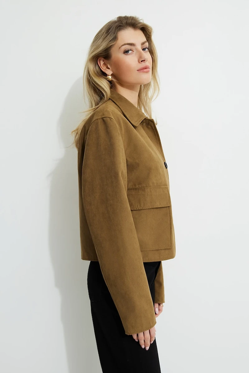 Blouson écourté en faux suède
