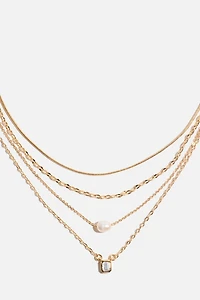 4-Pack Square Gem Necklaces