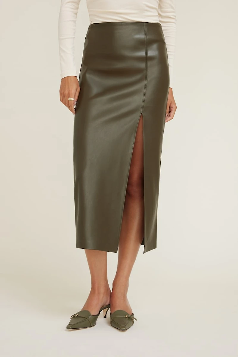 Marlow Faux Leather Midi Skirt