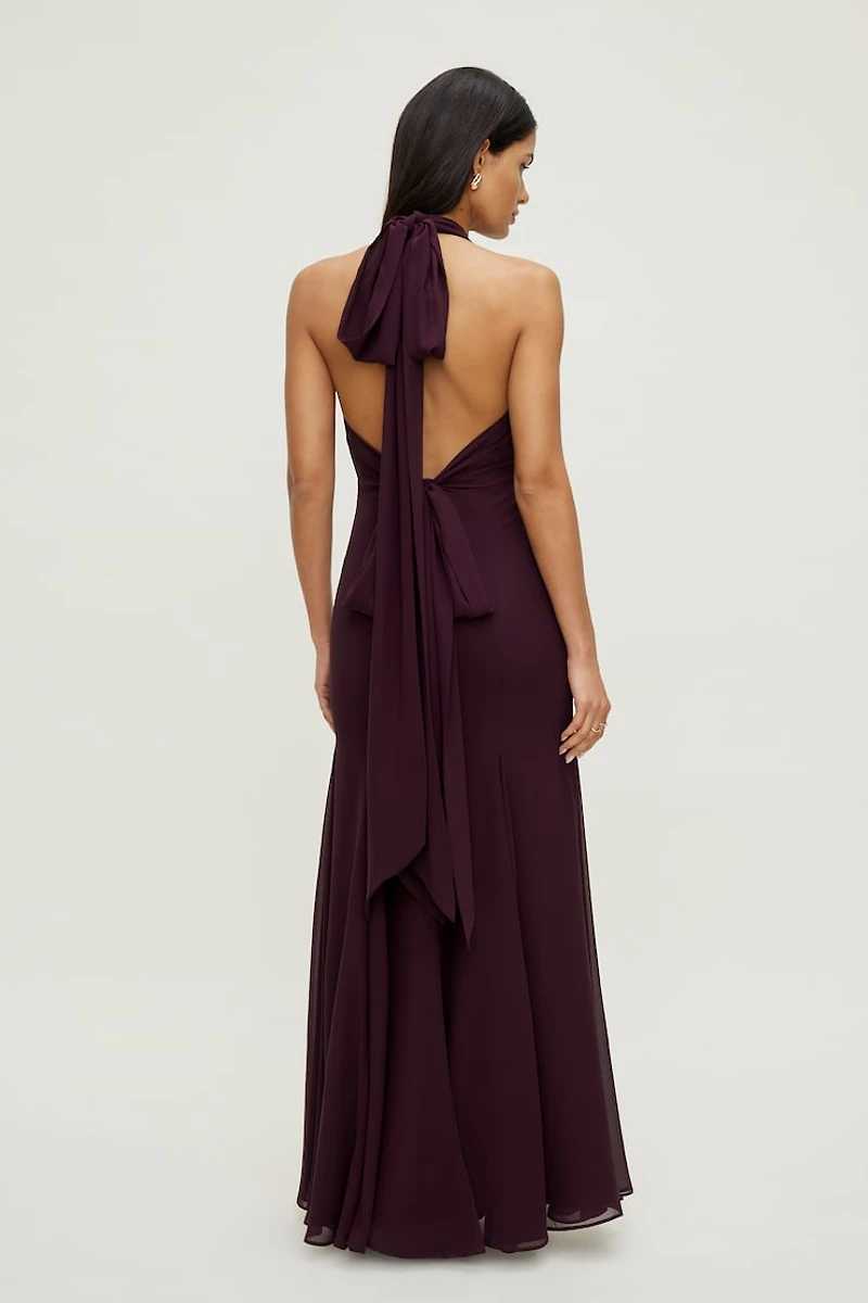 Plunging Flared Maxi Dress