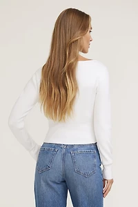 Cardigan côtelé à ourlet cintré Sara