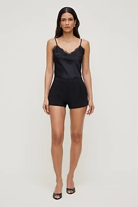 Pleated High Rise A Line Shorts