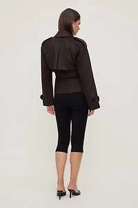 Trench écourté en faux suède