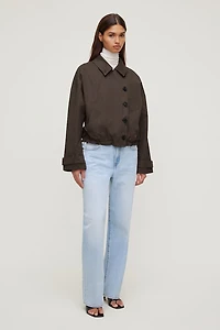 Twill Asymmetric Button Up Jacket