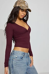 Haut croisé à manches longues