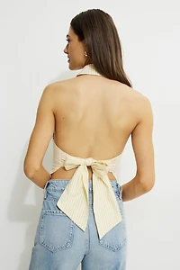 Open Back Poplin Halter Top