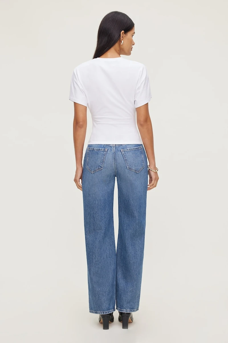 Andrea Shirred Cotton Spandex T Shirt