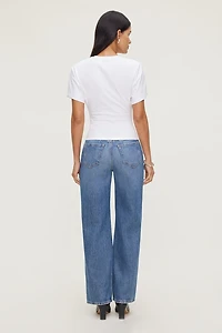 Andrea Shirred Cotton Spandex T Shirt