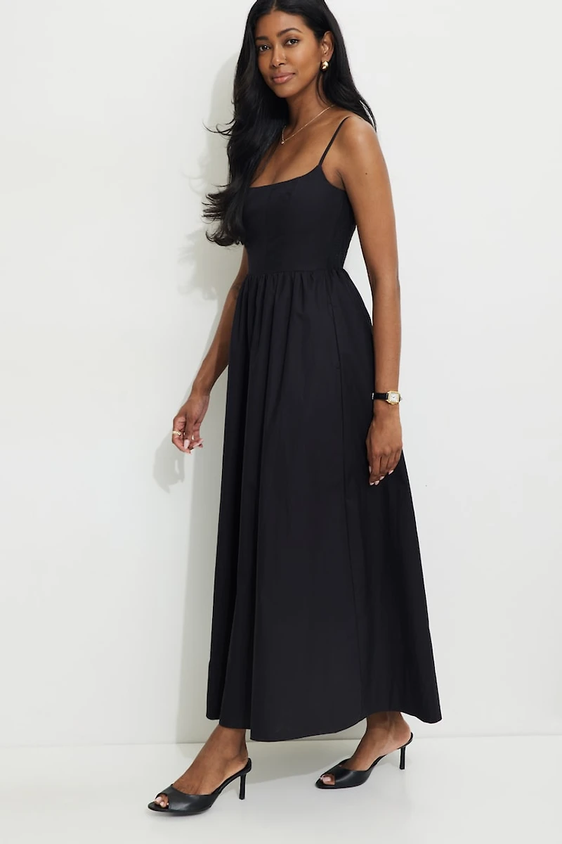 Bustier Poplin Maxi Dress