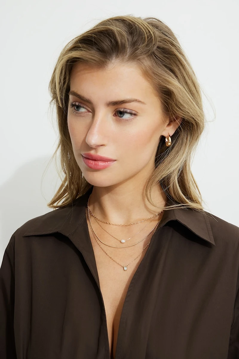 4-Pack Square Gem Necklaces