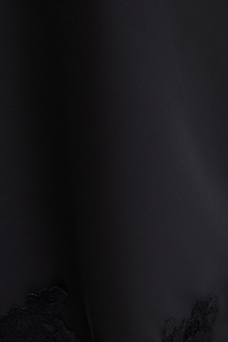 Jupe midi en satin et dentelle