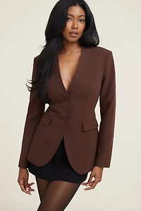Cinched Collarless Blazer