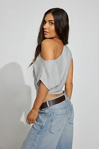 Romi Asymmetric Cinched Waist Sweater