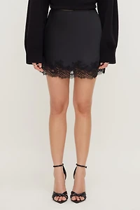 Lace Satin Mini Skirt