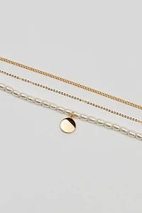 Set of 3 Pearl and Chain Necklaces