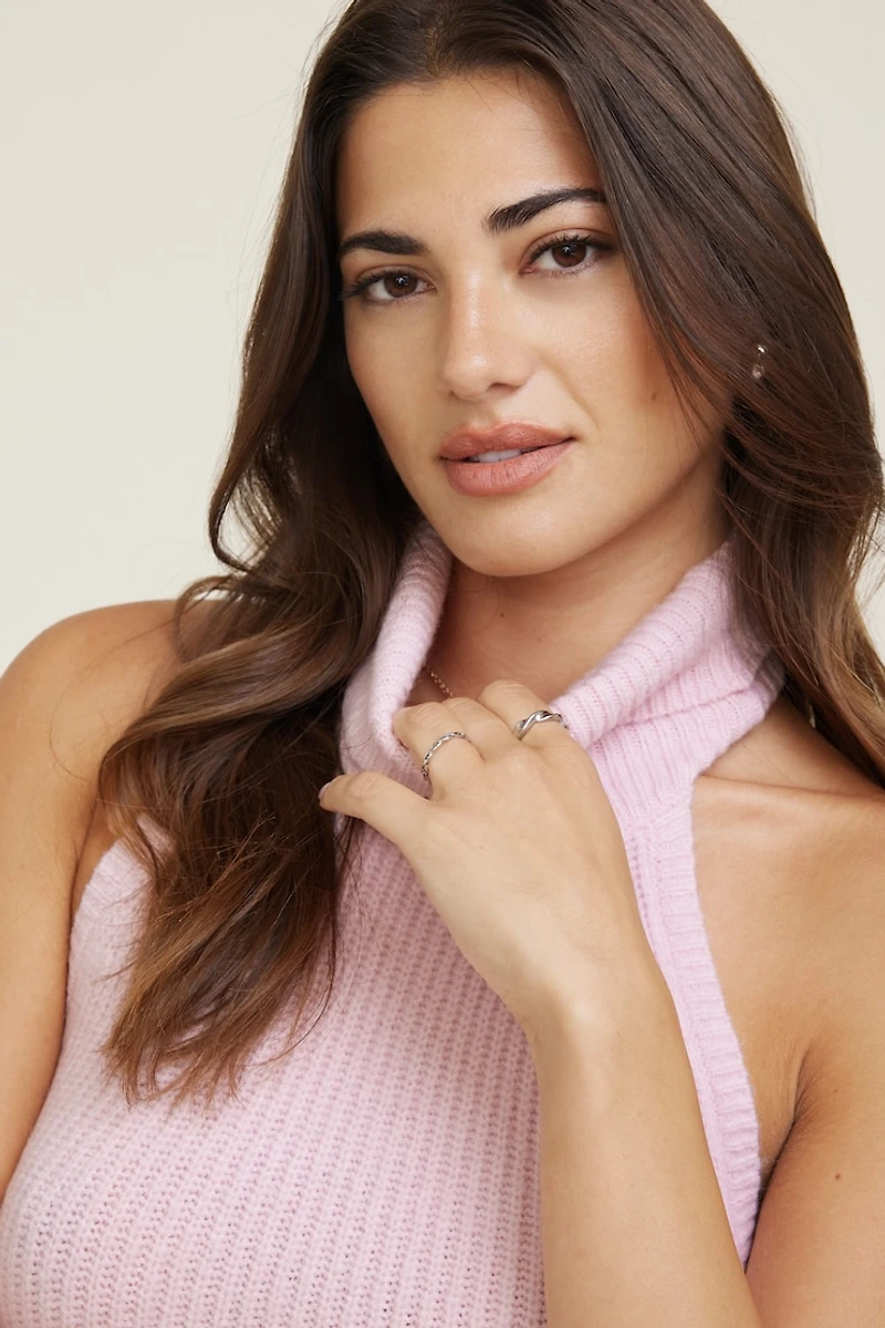 Mock Neck Sweater Halter Top