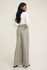 Herringbone Pleated Wide Leg Pants