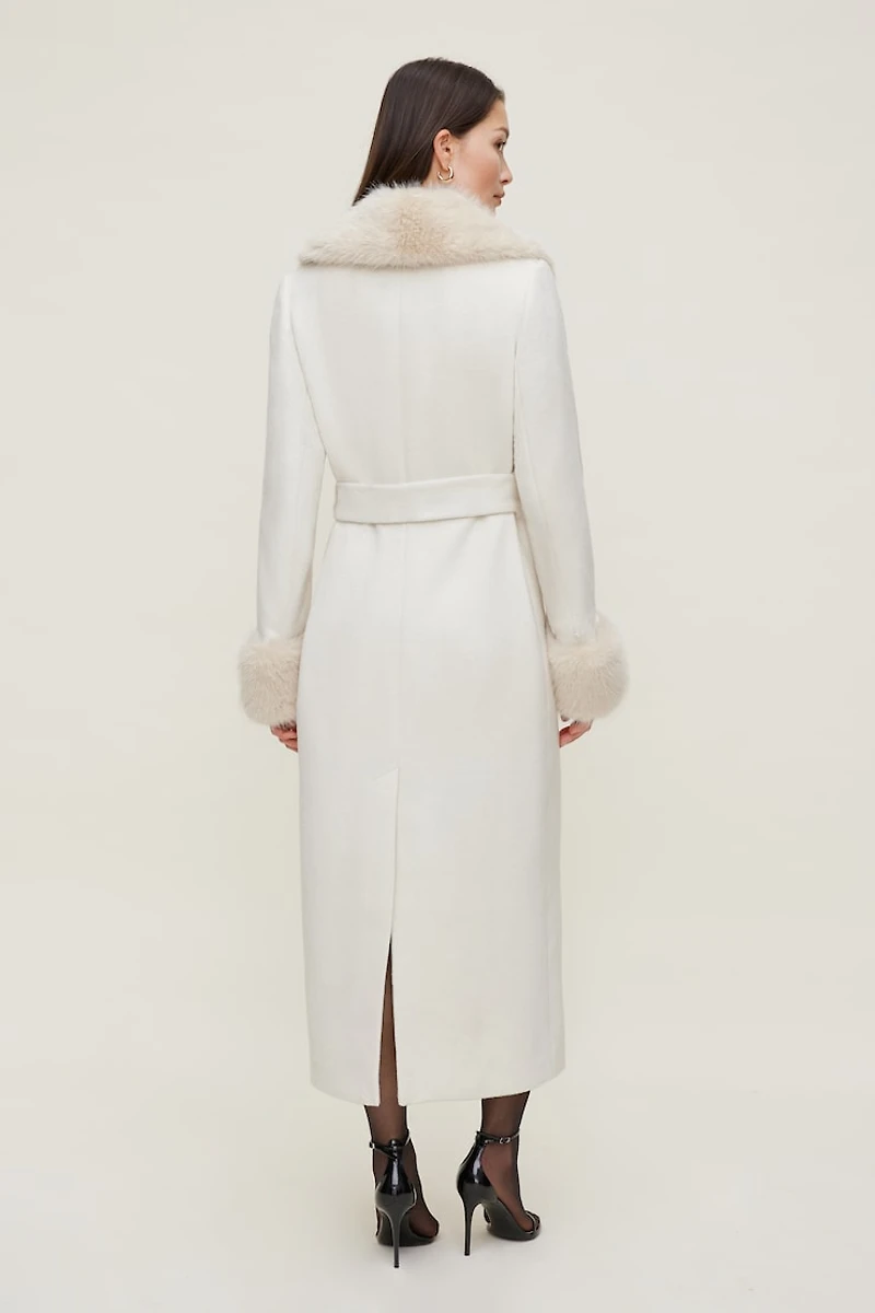 Faux Fur Trim Wool Coat