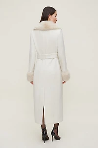 Faux Fur Trim Wool Coat