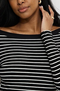 T-shirt côtelé à manches longues