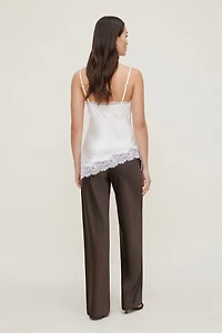 Cassie Asymmetric Lace Satin Cami