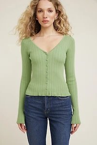 Sally Ribbed Frill Cardigan