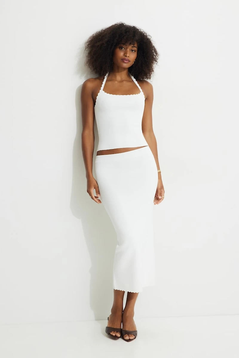 Scalloped Knit Maxi Skirt