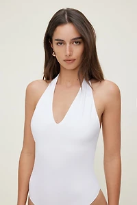 Justaucorps licou sculptant à col plongeant