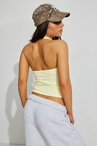 Haut côtelé à col licou échancré