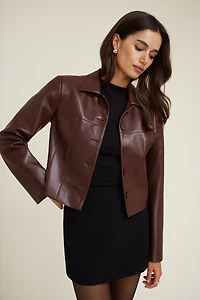 Charlotte Short Faux Leather Jacket