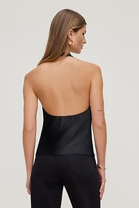 Camila Satin Cowl Halter Neck Blouse