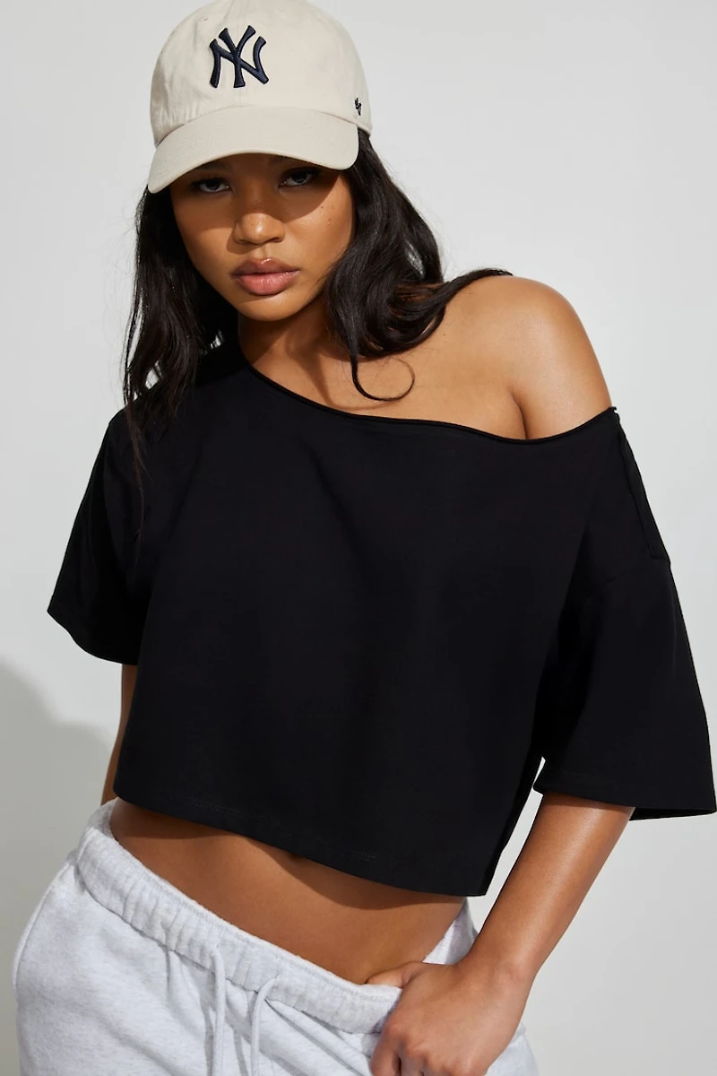 Off Shoulder Cropped T-Shirt