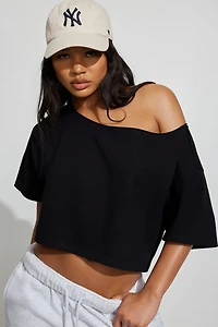 Off Shoulder Cropped T-Shirt