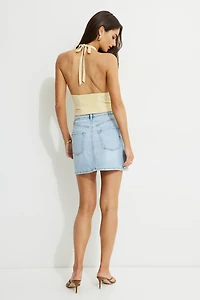 High Rise Denim Mini Skirt