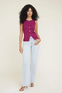 Vera Crewneck Button Up Sweater Vest