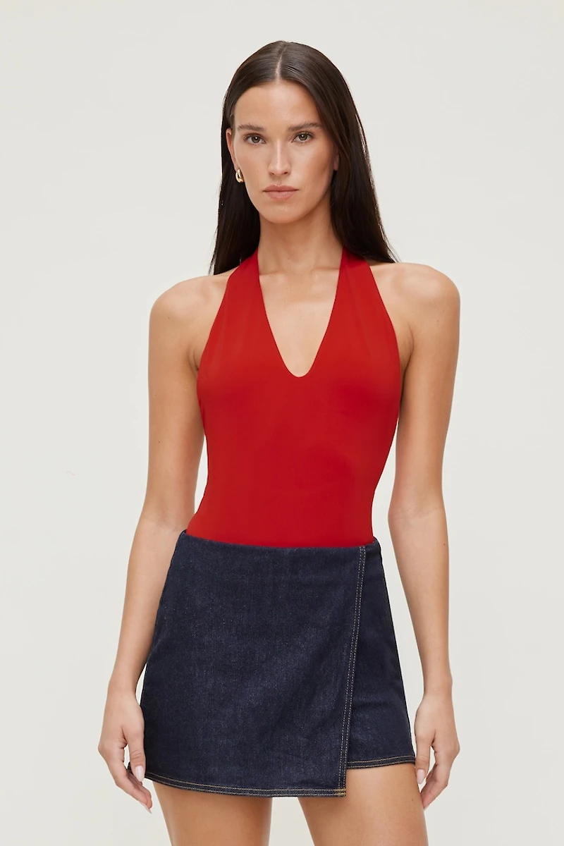 Sculpt Plunge Halter Bodysuit