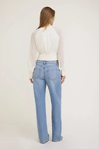 Mock Neck Chiffon Blouse