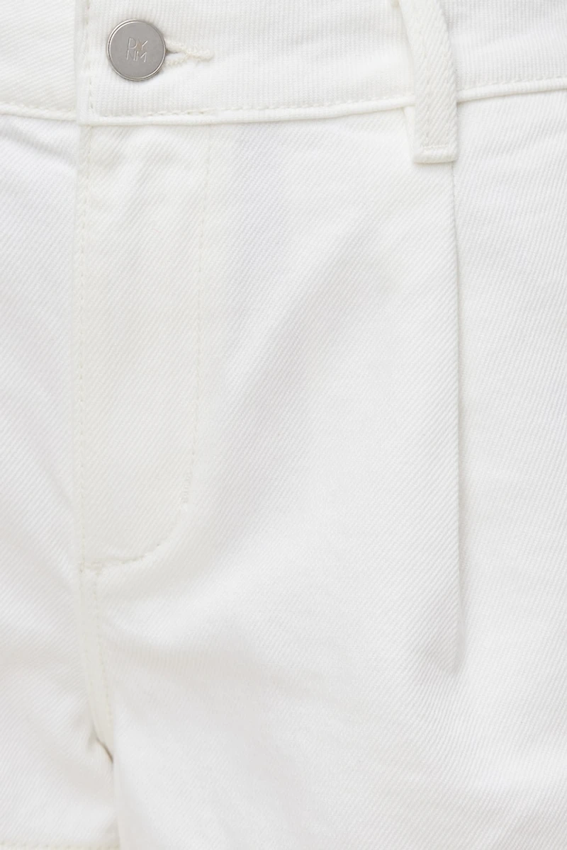 Short plissé en denim à taille haute Eliana