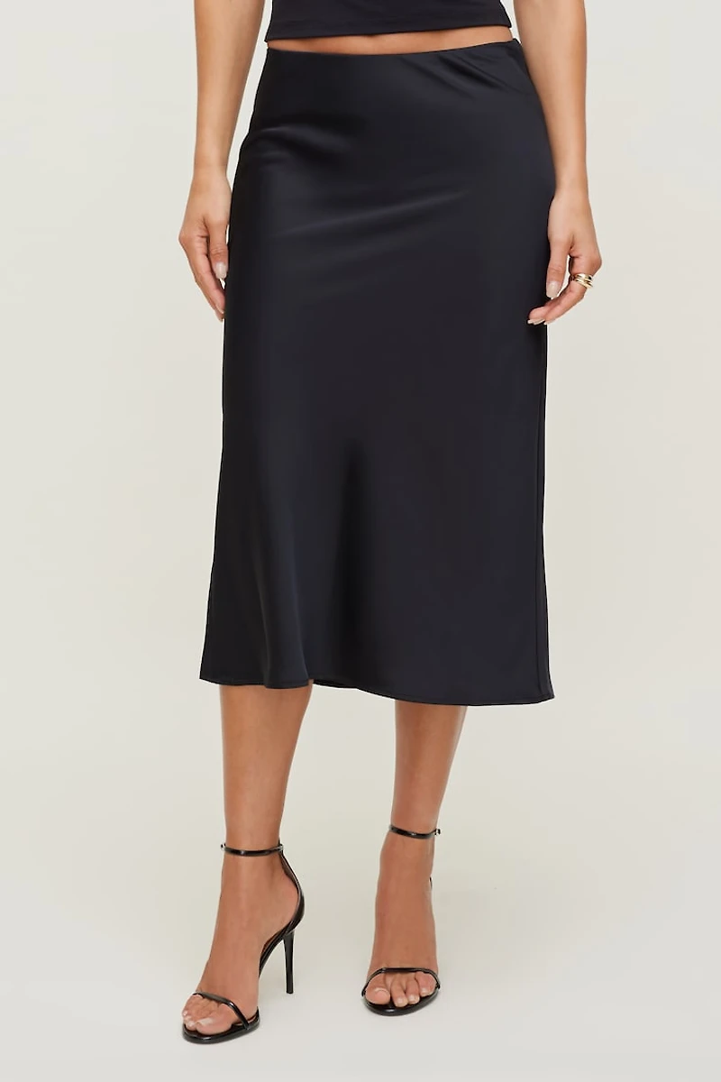 Delila Satin Midi Skirt