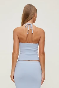 Scallop Trim Sweater Halter Top