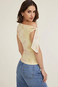 Single Shoulder Tie Mesh Top