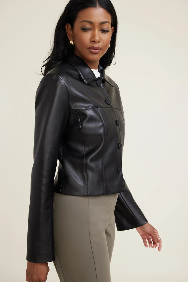 Charlotte Short Faux Leather Jacket