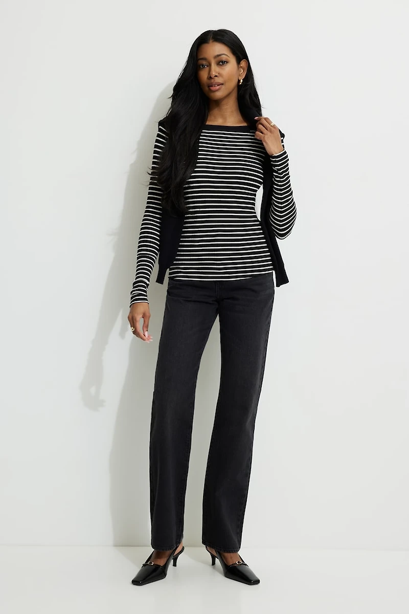 Ribbed Long Sleeve T Shirt